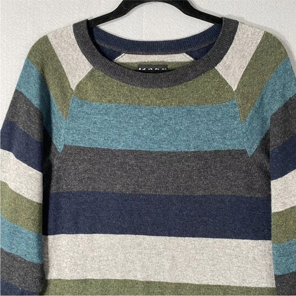 KAVU ATKINSON Blue Spruce Long Sleeve Striped Sweater Wool Alpaca Men’s Large - Picture 4 of 12